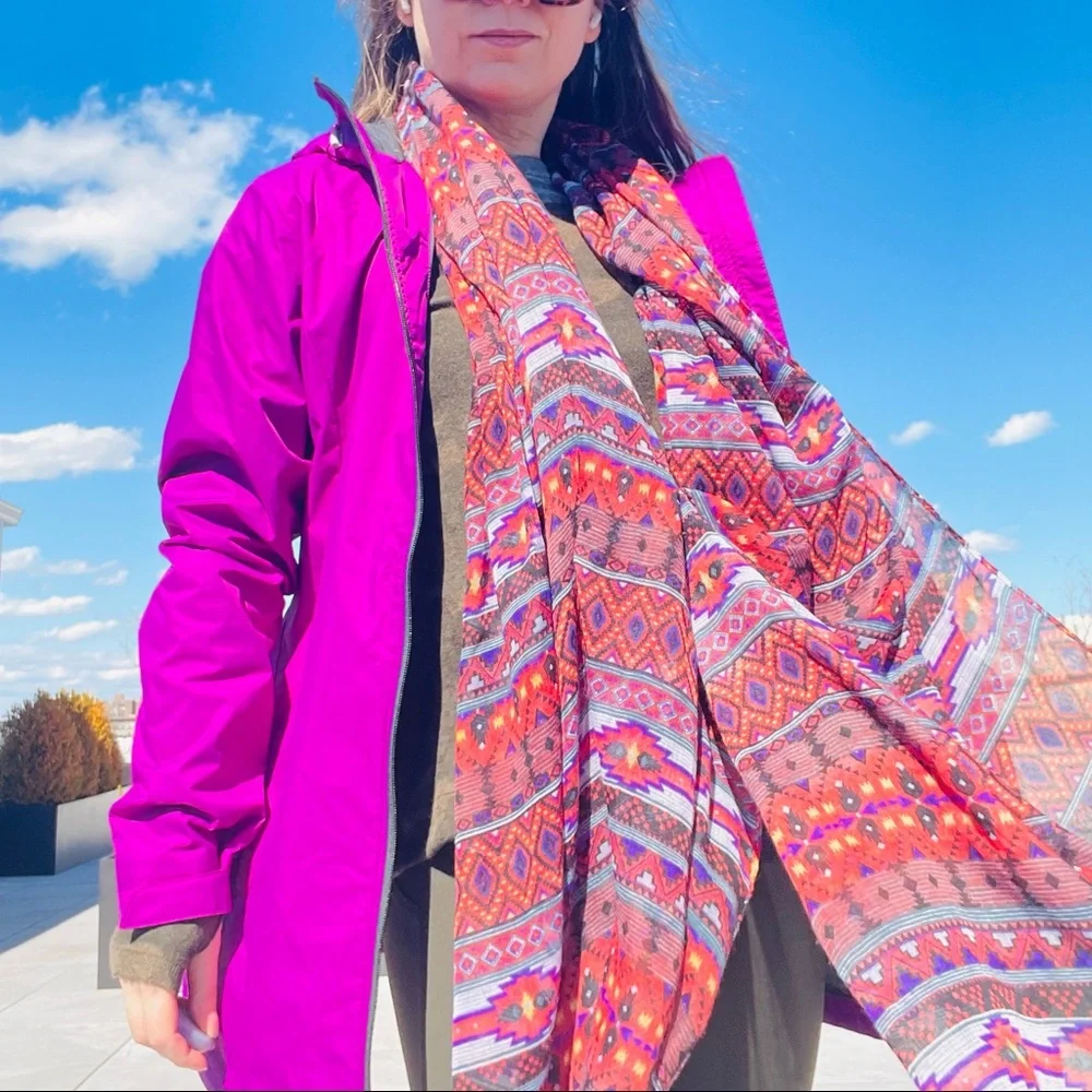 Anthro Western Tribal Hippi Patchwork Pattern Blanket Scarf